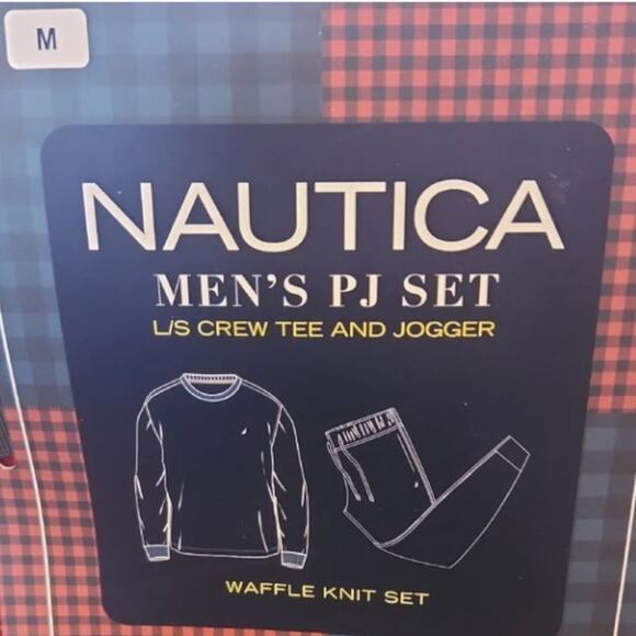 Nautica NWT Relaxed-Fit Buffalo Plaid Waffle-Knit Shirt & Pajama Pants Set - Picture 2 of 3